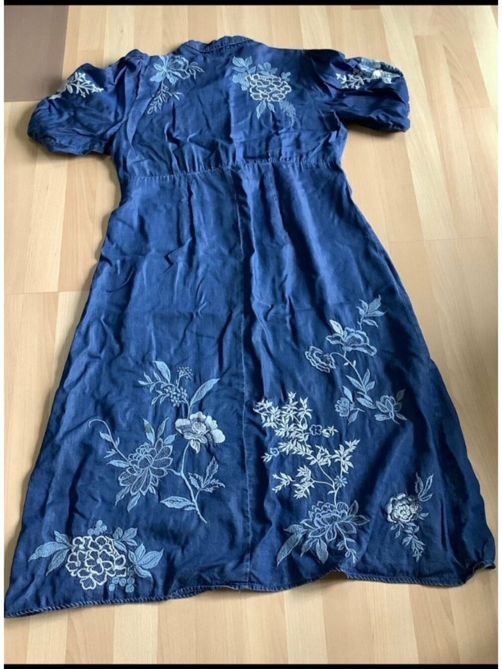 Johnny Was Workshop Blue Embroidered Button-Front Dress With Floral Design Size View 6